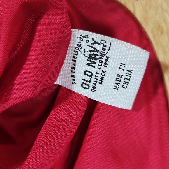 Old Navy Fabric Red & White Clutch Purse With Wooden Handles - Picture 2 of 6